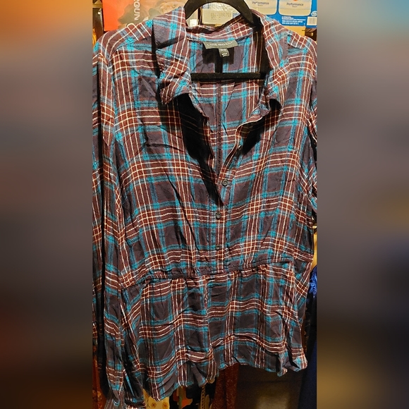 Lane Bryant Babydoll Plaid Longsleeve Shirt - Picture 2 of 3